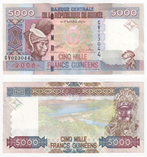 Banconota 5000 franchi guinea - banconota,