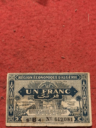 Banconota algeria franc 1944 - algeria,