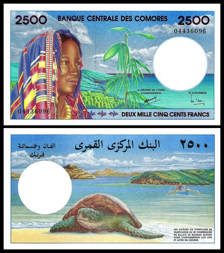 Comore comores 2500 franchi - comore,