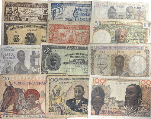 Banconote francesi dell - francesi, dell'africa
