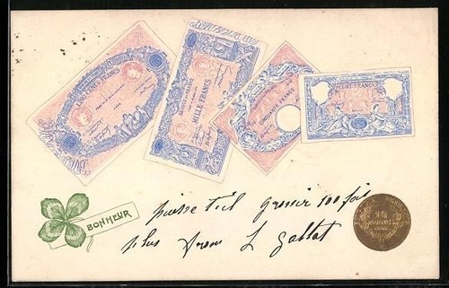 Cartolina banconote francesi